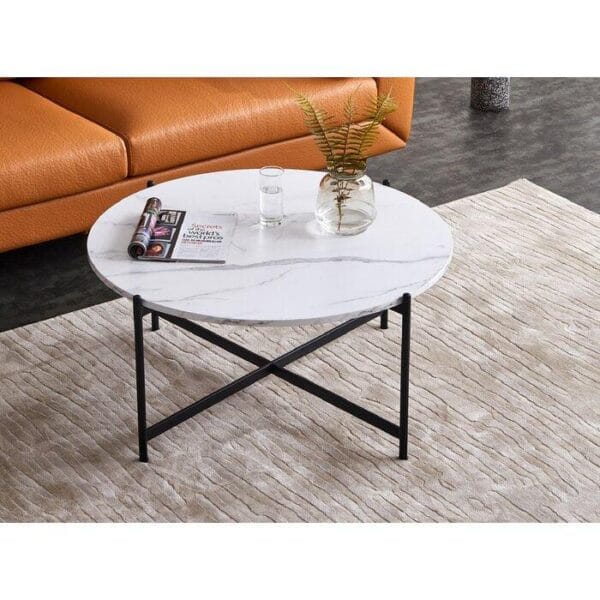 Modern Coffee Table with Sleek Black Crossed Legs - Image 3
