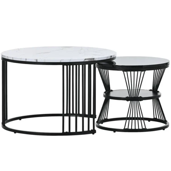 Elegant Set of 2 Round Nesting Coffee Tables - Image 5