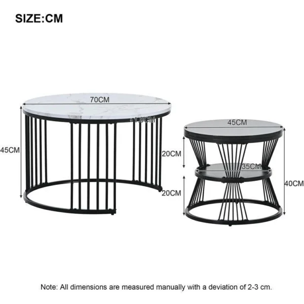 Elegant Set of 2 Round Nesting Coffee Tables - Image 3