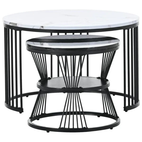 Elegant Set of 2 Round Nesting Coffee Tables - Image 2