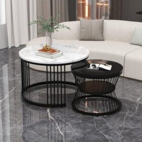 Elegant Set of 2 Round Nesting Coffee Tables