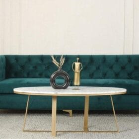 Elegant Coffee Table with Golden Finish & Marble Top