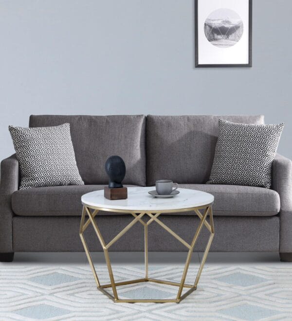 Luxury Metal Coffee Table with Golden Base & Porcelain Surface