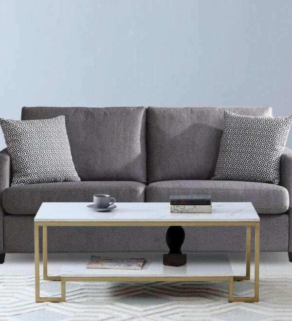Luxury Metal Coffee Table with Brass Finish & Porcelain Top