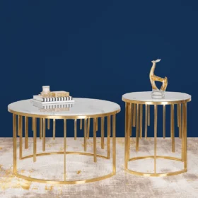 Golden Stainless Steel Quasar Coffee Table – A Modern Luxury Statement