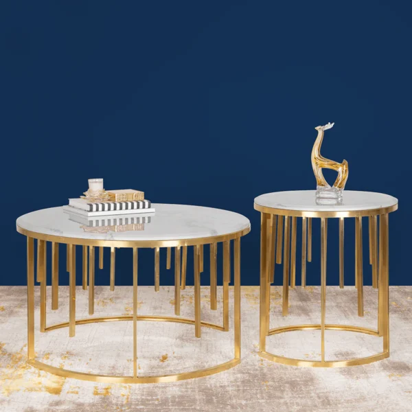 Golden Stainless Steel Quasar Coffee Table – A Modern Luxury Statement