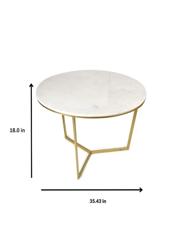 Elegant Round Coffee Table with Gold & White Finish - Image 2
