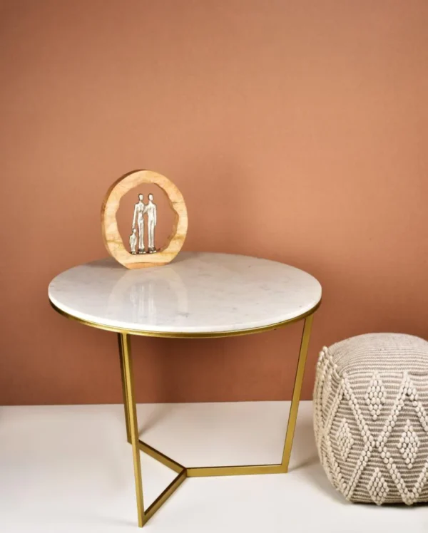 Elegant Round Coffee Table with Gold & White Finish