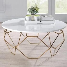 Chic Coffee Table with Elegant Gold Wire Metal Frame