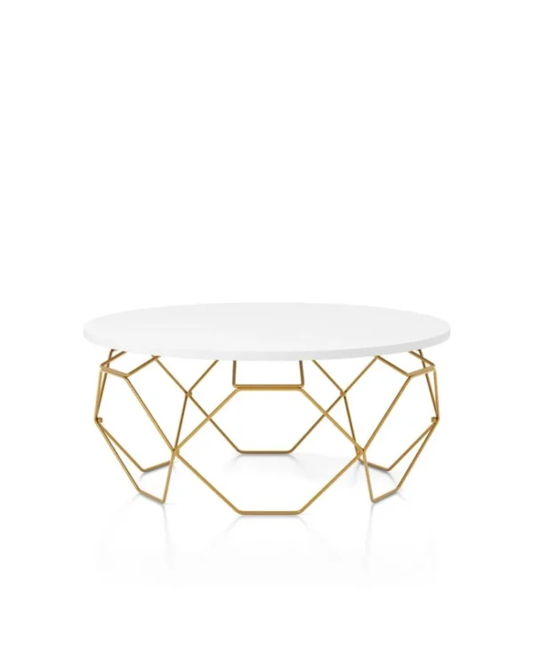 Chic Coffee Table with Elegant Gold Wire Metal Frame - Image 2
