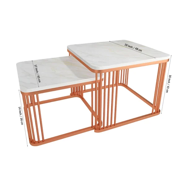 Radiant Nest – Square Copper Tethered Table Set of 2 - Image 5
