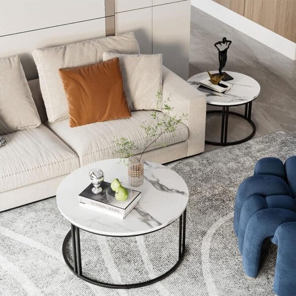 Timeless Noir Black Round Coffee Table Set of 2 - Image 3