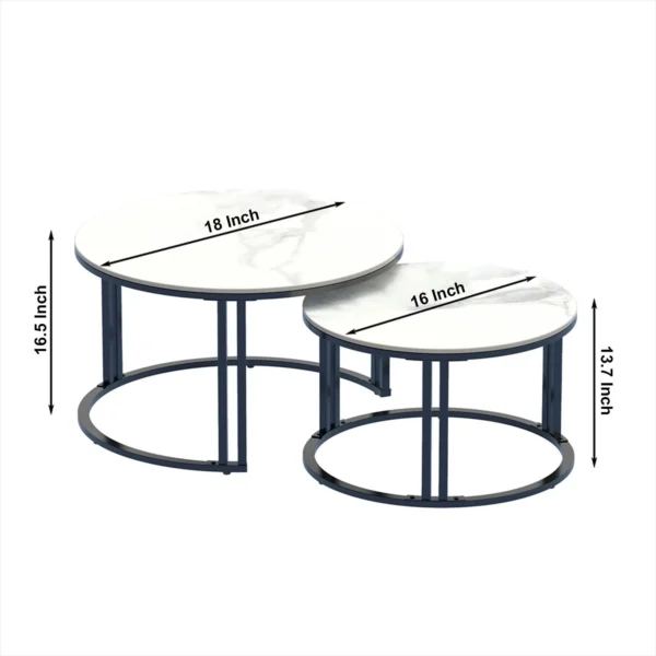 Timeless Noir Black Round Coffee Table Set of 2 - Image 8