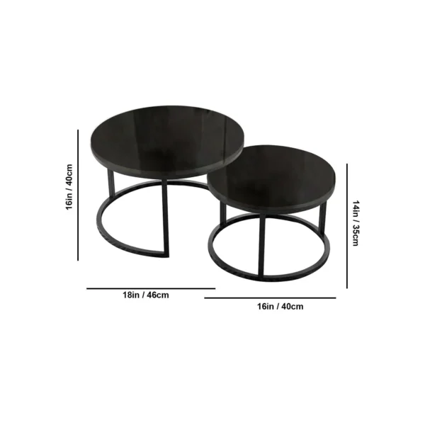 Midnight Elegance – Black Round Coffee Table Duo (Set of 2) - Image 2