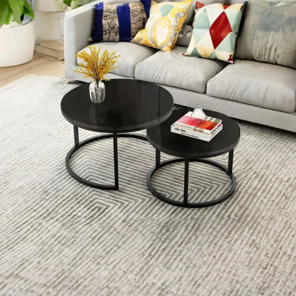 Midnight Elegance – Black Round Coffee Table Duo (Set of 2) - Image 3