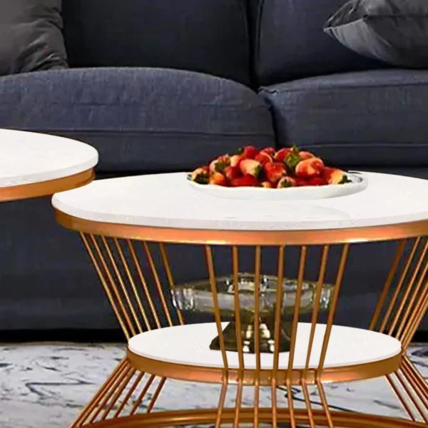 Classic Copper Elegance Coffee Table Set of 2 - Image 3