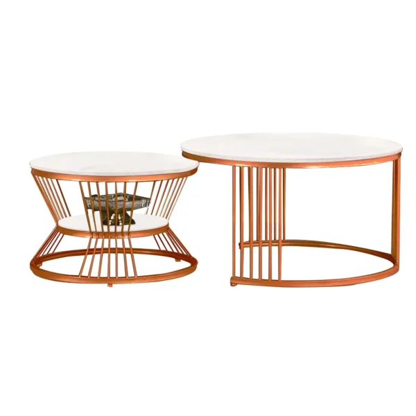 Classic Copper Elegance Coffee Table Set of 2 - Image 4