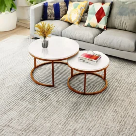 Pure Elegance White Round Coffee Table Set of 2