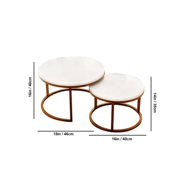 Pure Elegance White Round Coffee Table Set of 2 - Image 3