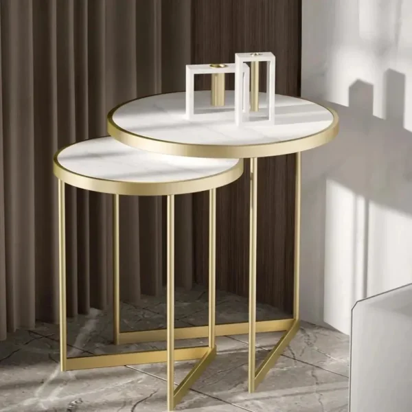 Golden Duo Nesting Side Tables (Set of 2) – Modern Metal Elegance