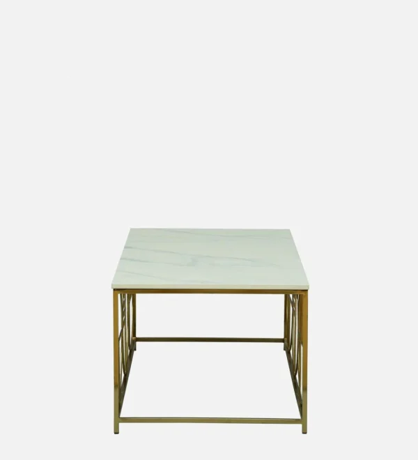 Elegant Coffee Table with Porcelain Top & Matte Gold Finish - Image 2
