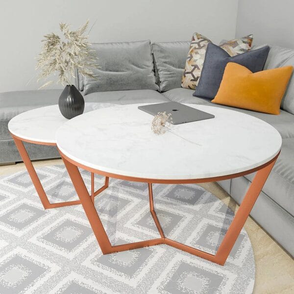 Copper Luxe Metallic Nesting Center Tables (Set of 2)