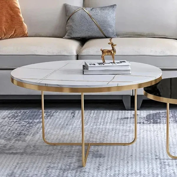 Modern Black & White Round Nesting Coffee Tables (Set of 2) - Image 3