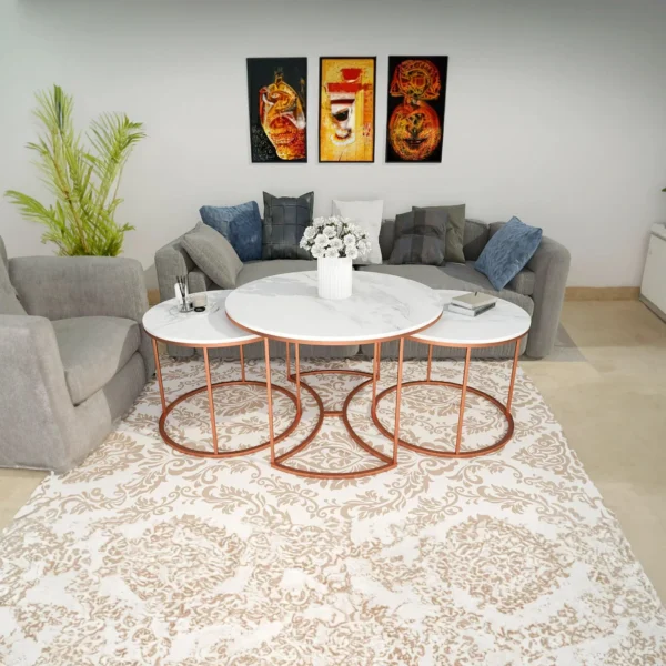 Luxury Copper Nesting Coffee Tables – 3-Piece Set - Image 2