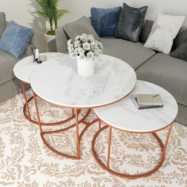 Luxury Copper Nesting Coffee Tables – 3-Piece Set - Image 4