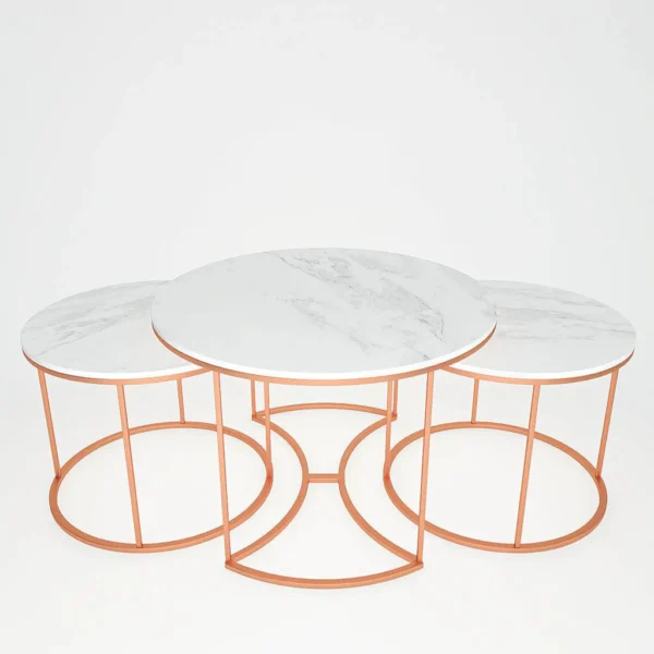 Luxury Copper Nesting Coffee Tables – 3-Piece Set - Image 5