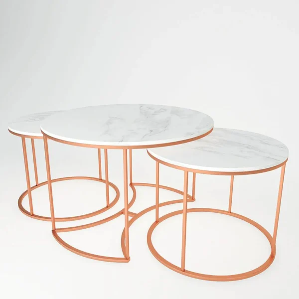 Luxury Copper Nesting Coffee Tables – 3-Piece Set - Image 6