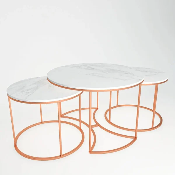 Luxury Copper Nesting Coffee Tables – 3-Piece Set - Image 7