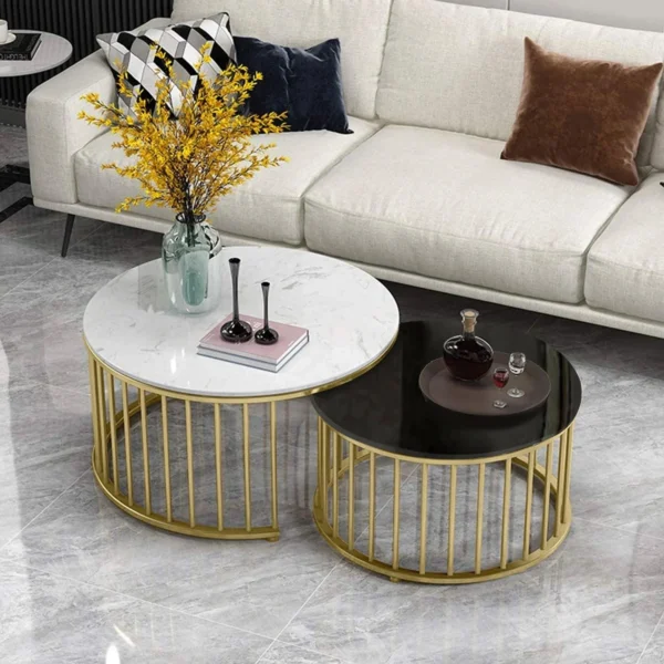 Golden Aura Caged Coffee Table Set of 2