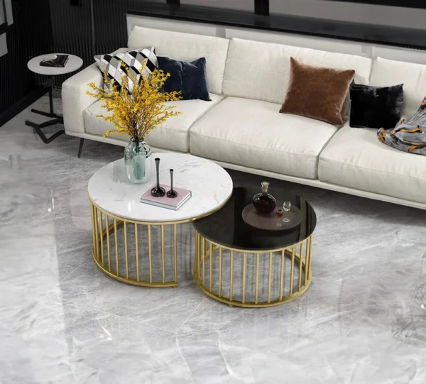Golden Aura Caged Coffee Table Set of 2 - Image 2