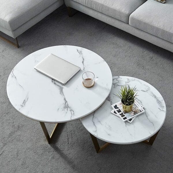 Premium Golden Metallic Nesting Center Tables (Set of 2) with Luxurious Base - Image 5