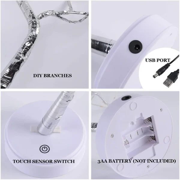Enchanting Spirit Tree LED Lamp: 108-Light Bonsai Glow for Festive & Home Decor | USB/Battery | Touch Control - Image 3