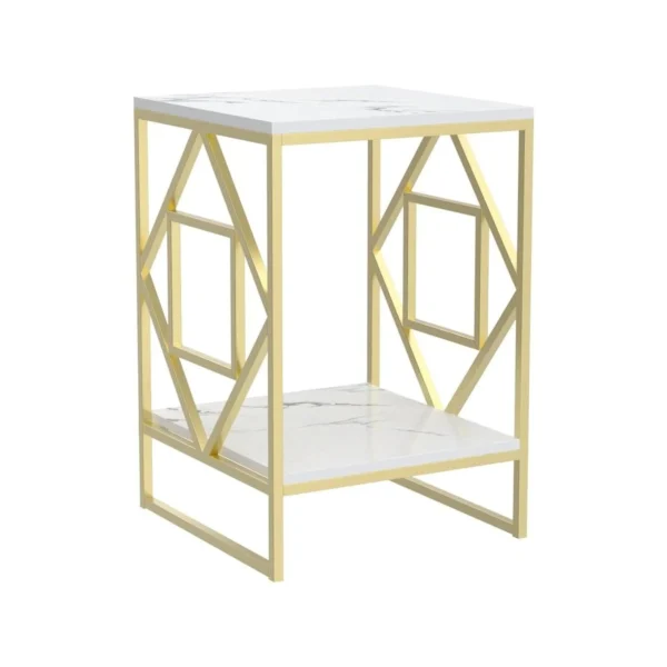 Golden Rhombus Frame Square Side Table - Image 4
