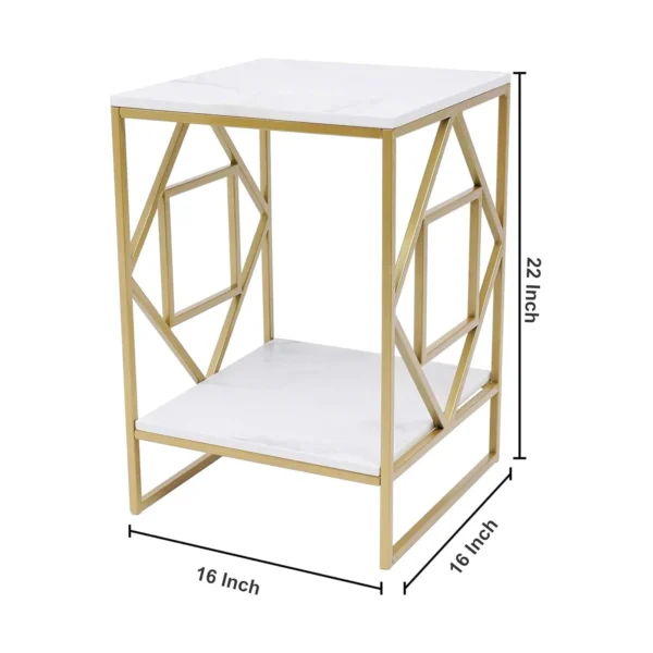 Golden Rhombus Frame Square Side Table - Image 3
