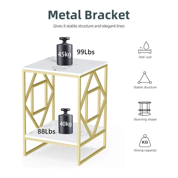 Golden Rhombus Frame Square Side Table - Image 2