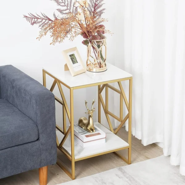 Golden Rhombus Frame Square Side Table - Image 9