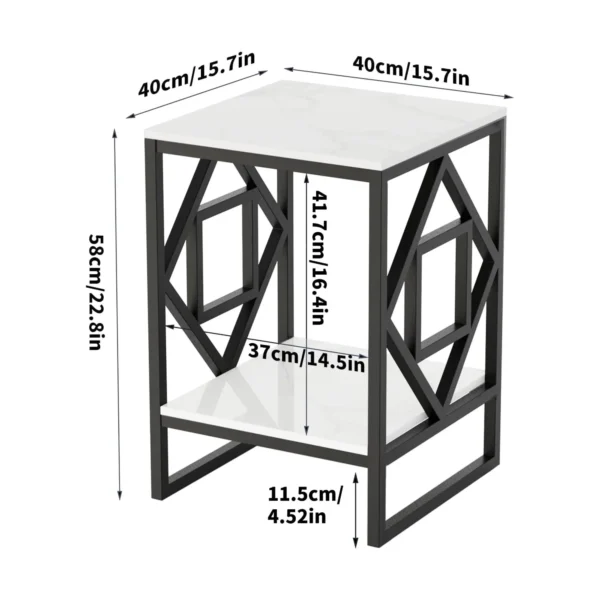 Modern 2-Tier Square Designer Side Table - Image 2