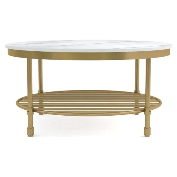Luxe Marble Charm – Two-Tier Round Coffee Table - Image 2