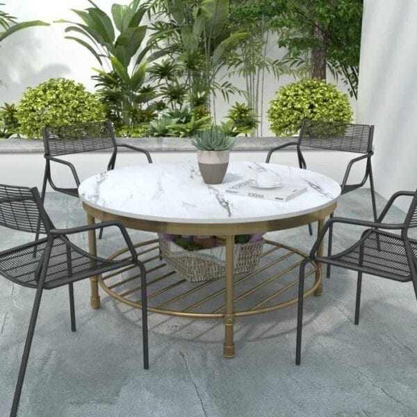 Luxe Marble Charm – Two-Tier Round Coffee Table - Image 6