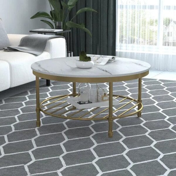 Luxe Marble Charm – Two-Tier Round Coffee Table - Image 7