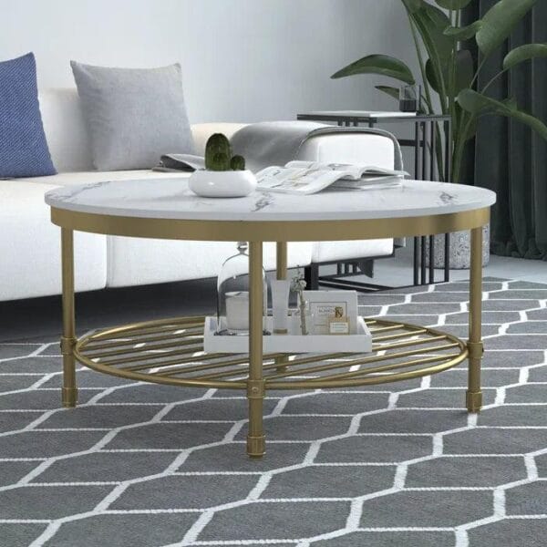 Luxe Marble Charm – Two-Tier Round Coffee Table - Image 8