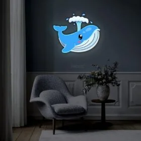 Blue Whale Theme UV Printed Neon Sign