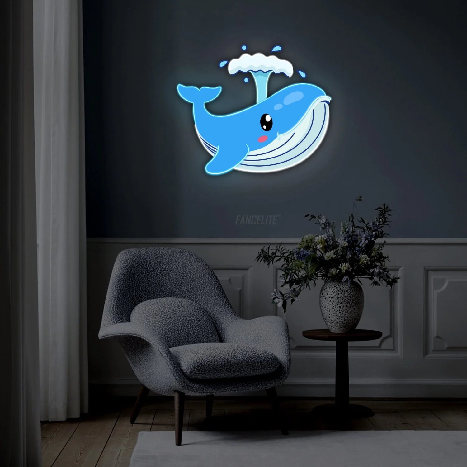 Blue Whale Theme UV Printed Neon Sign