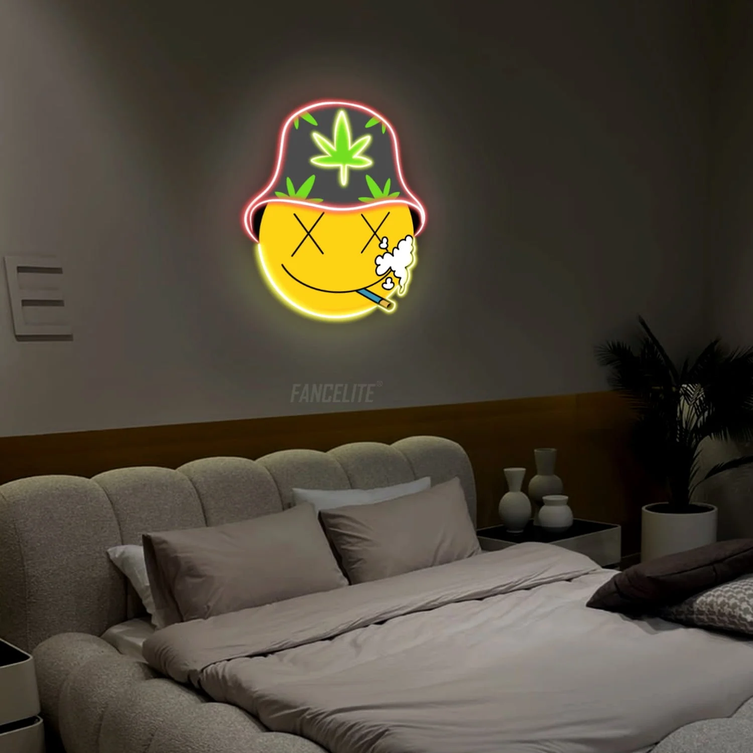 Smiley Face Puffer UV Printed Neon Sign - Image 2