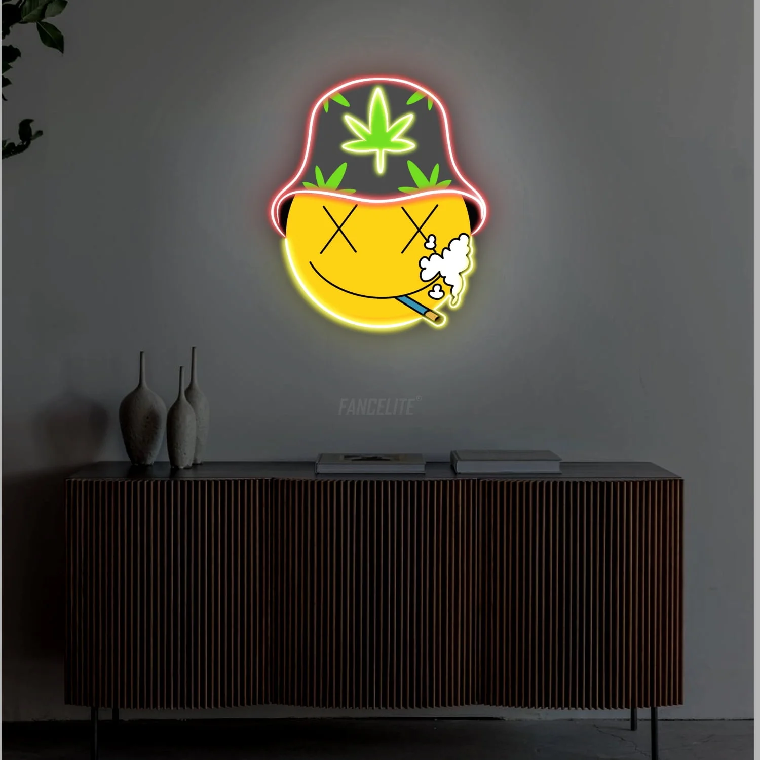 Smiley Face Puffer UV Printed Neon Sign