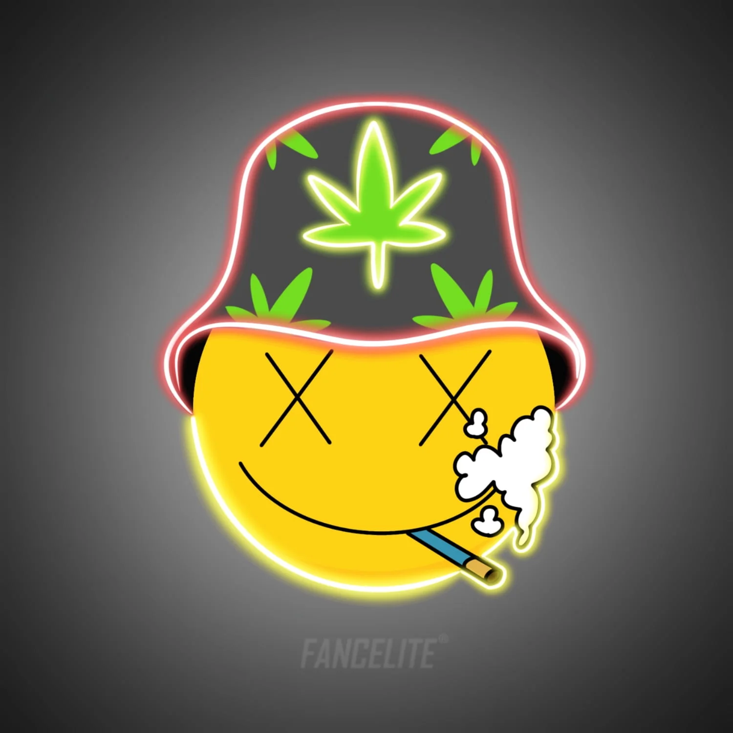 Smiley Face Puffer UV Printed Neon Sign - Image 3